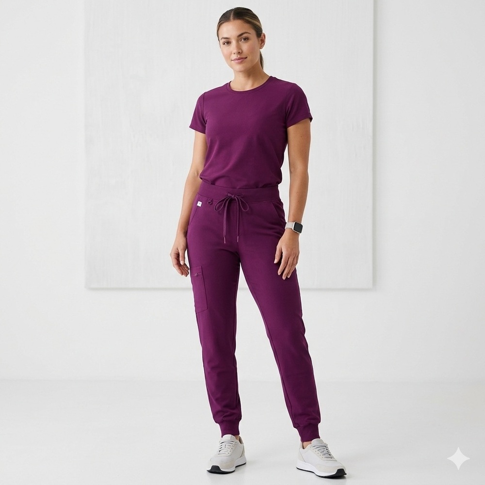 PEELZ Jogger Scrub Pants Purple Z-Factor Slim Fit Stretch Cargo Pockets Women XS